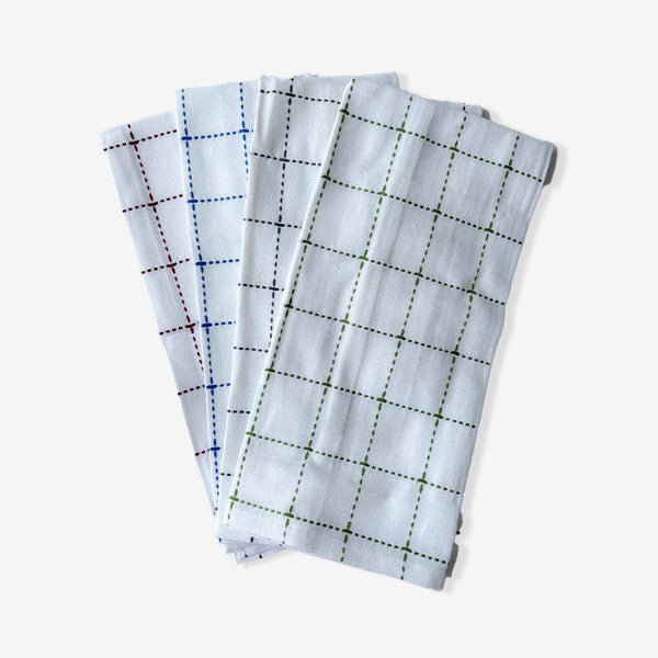 ROYAL HAIL Dotted Grid Kitchen Towel Cotton for Home, Soft & Highly Absorbent Towel for Kitchen, 18 x 28 inch - Set of 4