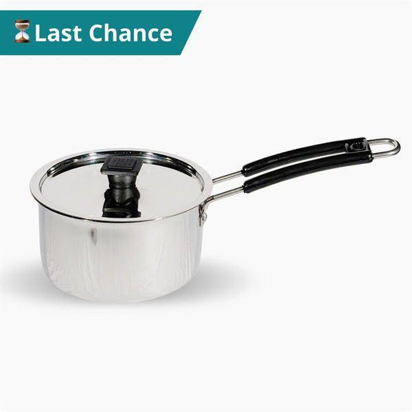 Stainless Steel Plain Saucepan with Black Handle | Heat Proof Handle (Induction Base)