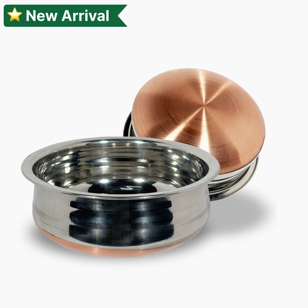 Stainless Steel Uruli - Copper Bottom | Kerala Style Uruli (Stove Friendly)