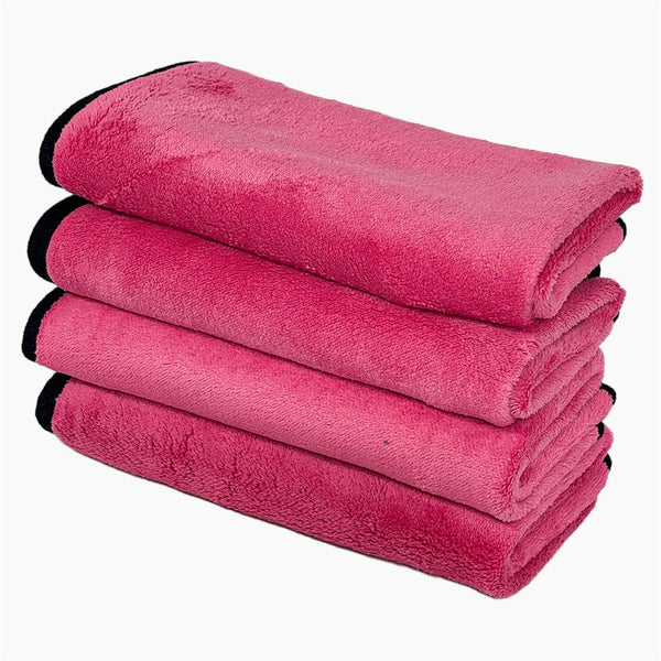 Micro fiber 600 GSM 40*60Microfiber Cloth for Car Cleaning and Detailing - Dual Sided, Extra Thick Plush Microfiber Towels Lint-Free Pink Color Set of 4