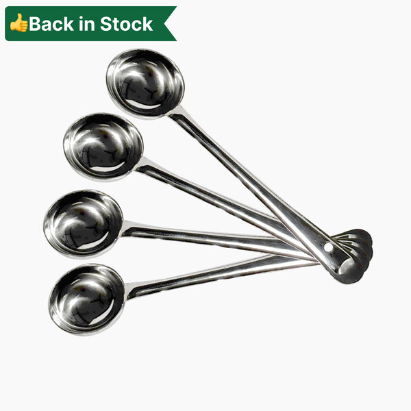 Stainless Steel Deep Ladle | Soup/Milk Ladle/Karchi | Cooking and Serving Spoon for Kitchen (Set of 4)