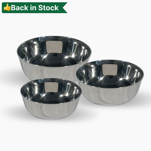 Stainless Steel Muktavatti, Bowl/Katori for Serving Dish | Set of 3, 200 ML/300 ML/400 ML | Rust Proof