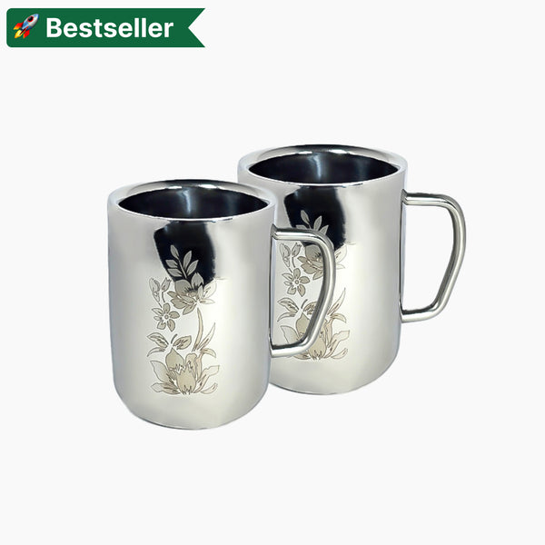 Stainless Steel Royal Coffee Mug Set of 2 - for Tea/Coffee Serving Mug